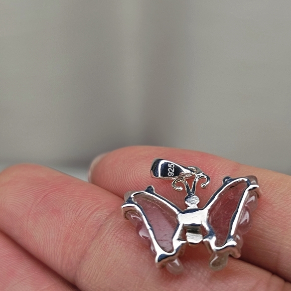 Real Hand carved Butterfly Watermelon Tourmaline Pendant - Picture 5 of 5